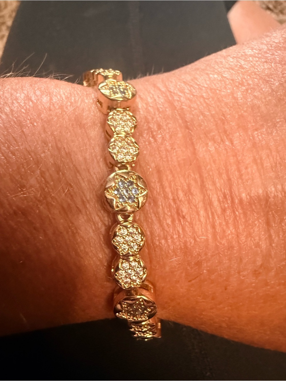 Gold Plated Crystal Star Link Bracelet - Women Jewelry